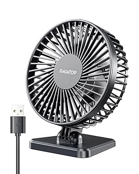 Gaiatop Small Desk Fan, 4.5 Inch Portable 3 Speeds Wind Desktop Table Cooling Fan in Single Button, Adjustment Mini Personal Fan for Home Desktop Office Car Outdoor, Transparent Blade (Not Battery) - image, photos