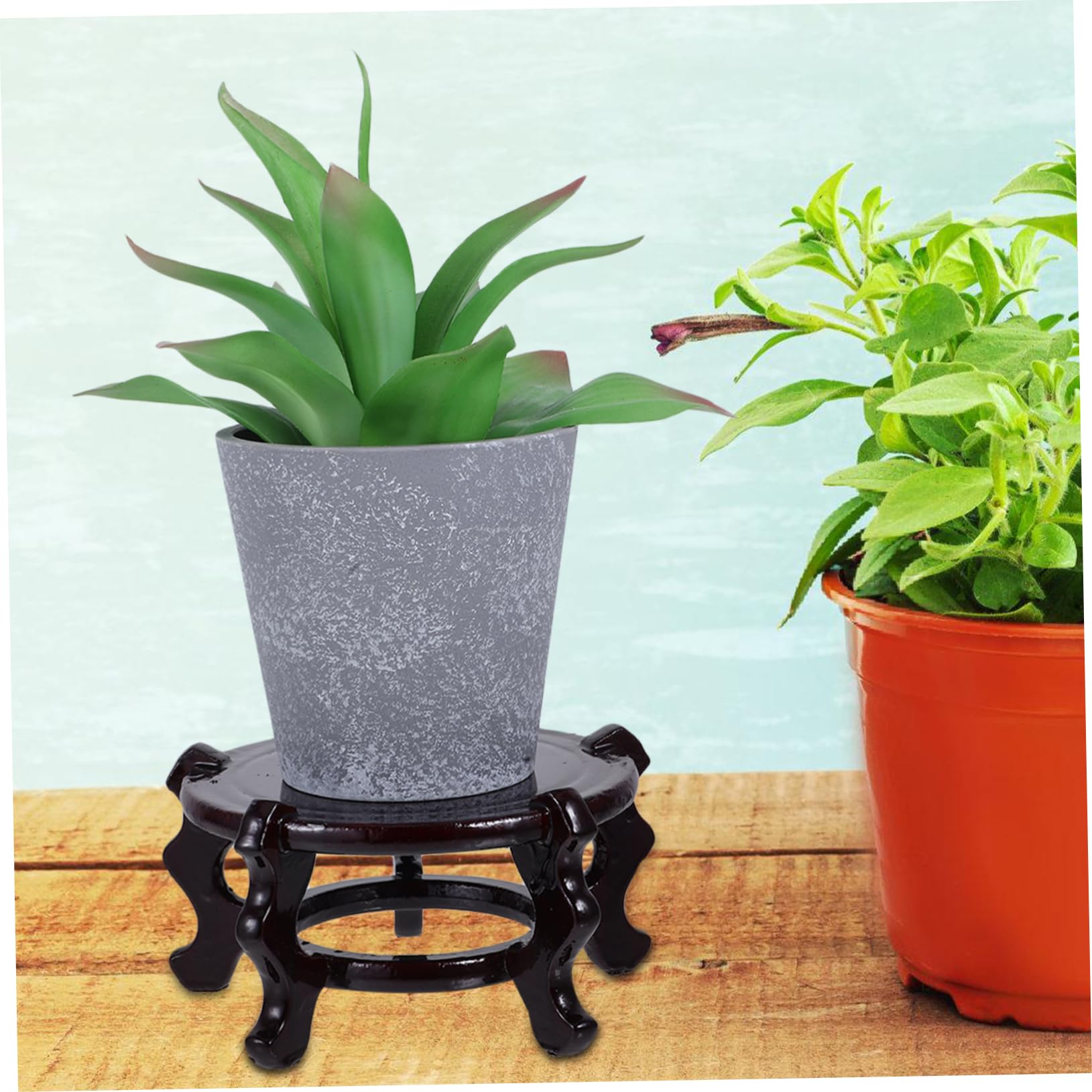TOYANDONA Soporte para Macetas de Madera Marrón Diseño Versátil y Ahorro de Espacio Base Redonda Paquete de 2 Unidades para Exhibición Creativa de Jarrones y Flores en Interiores