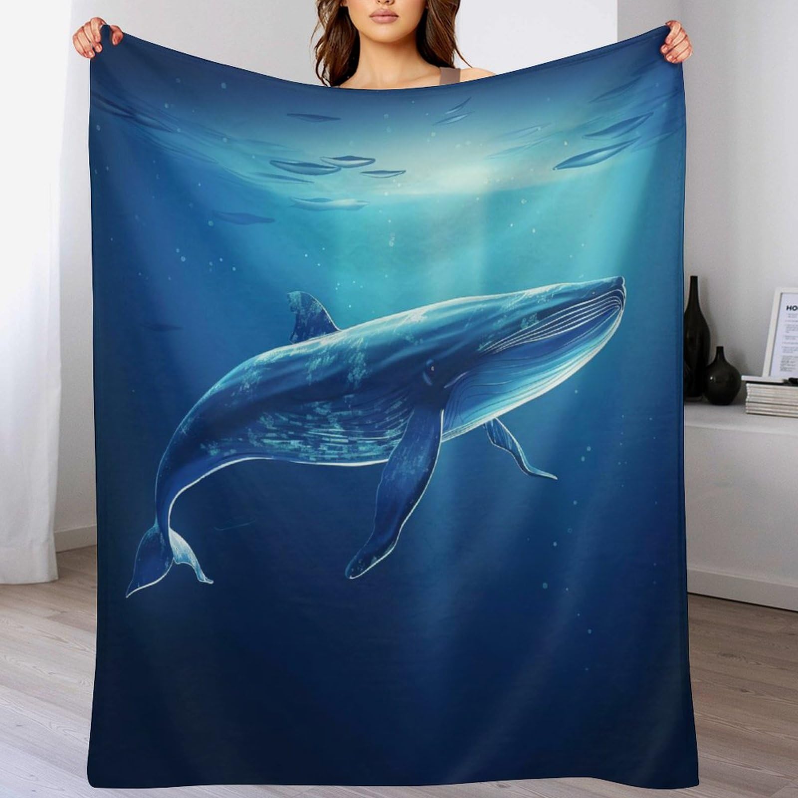Couverture baleine couverture polaire flannel douce plaid de lit peluche 130x150cm