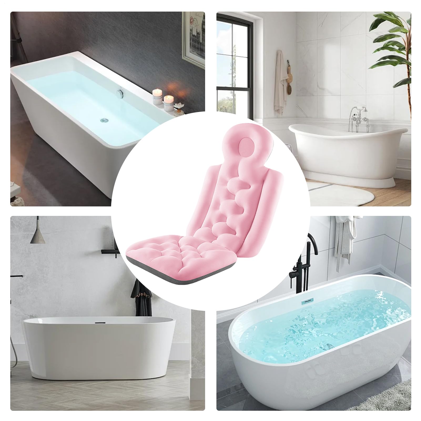 per vasca da bagno – rilassante spa, tappetino ergonomico per tutto il | corpo | funzione di supporto impermeabile comfort morbido e lavabile, ottimo accessorio per il relax per adulti,