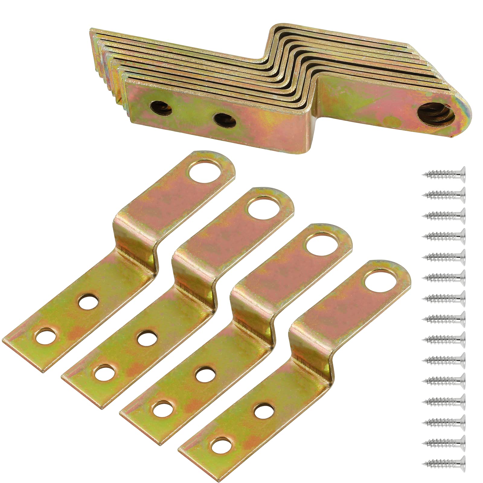 HARSKIYER 12pcs Z Shaped Corner Bracket, Gold Height 0.5" Metal Z Shape Picture Frame Braces Bracket Furniture Support Shelf Brackets Fastener with Screws