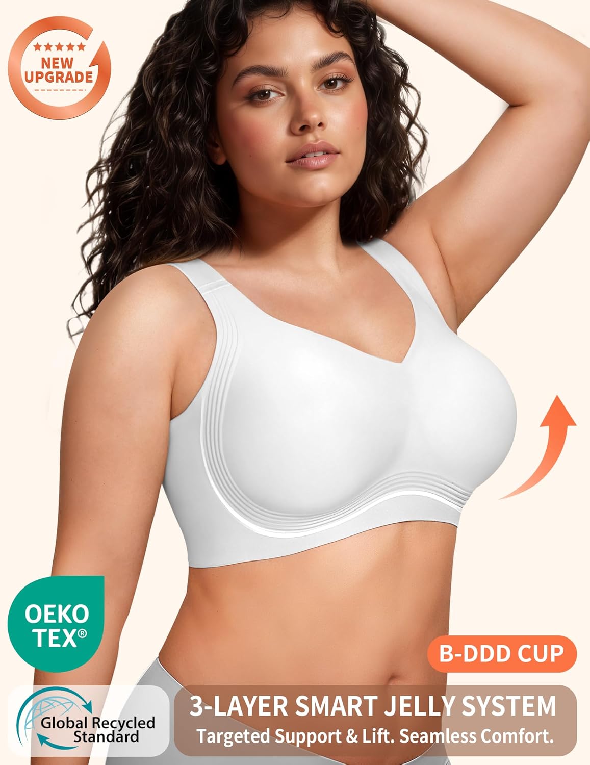 PoseFree Womens Seamless Wireless Supportive Bra Push Up Comfort Soft No Underwire Full Coverage T-Shirt Bra