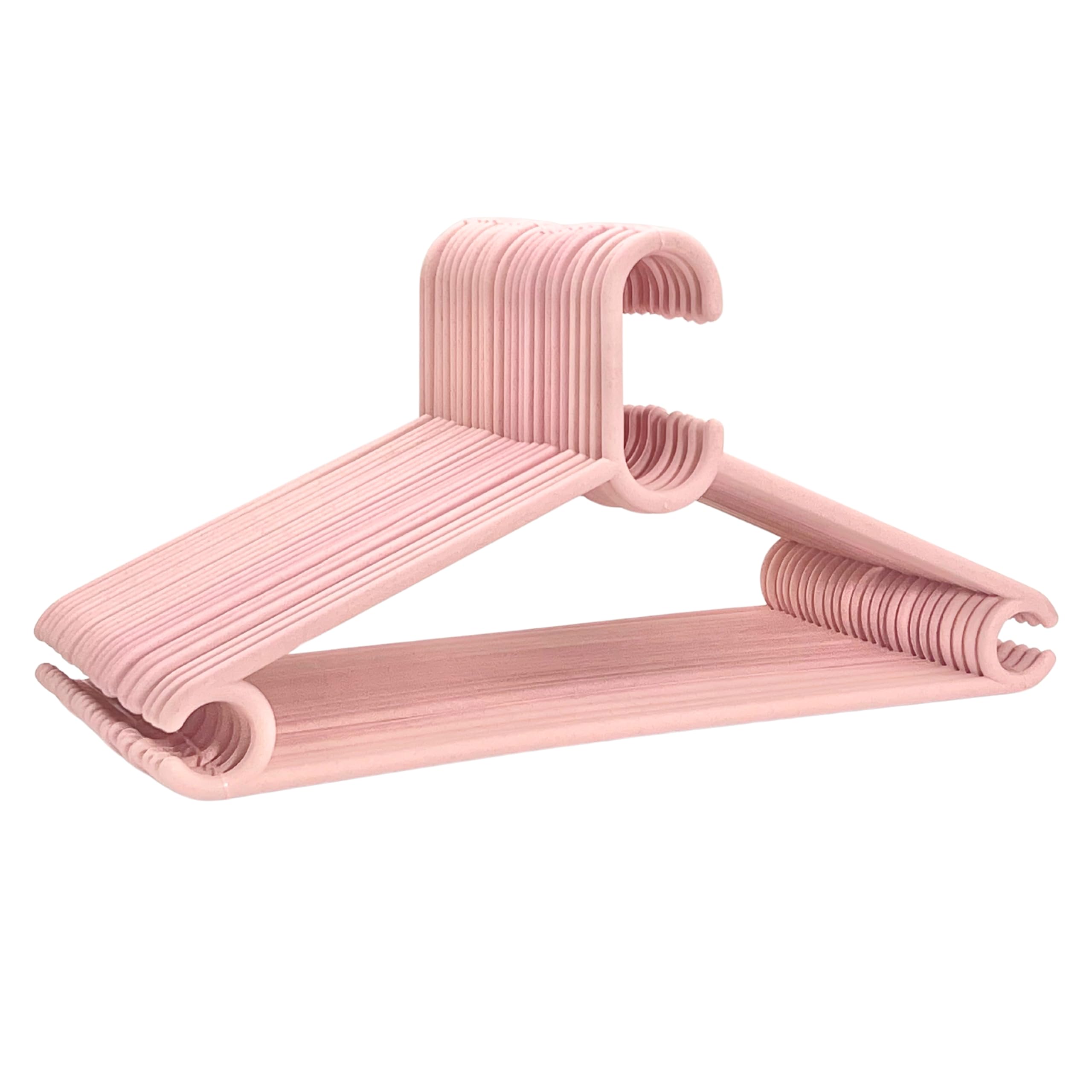 Happy Cove Eco - Friendly Sturdy Cloth Hanger for Wardrobe and Cupboard Rice Husk & Bamboo Fiber Sustainable Durable | Saree Hanger | Cloth Hanger l Dress Hangers | Set of 24 | Chroma Pink-image-46