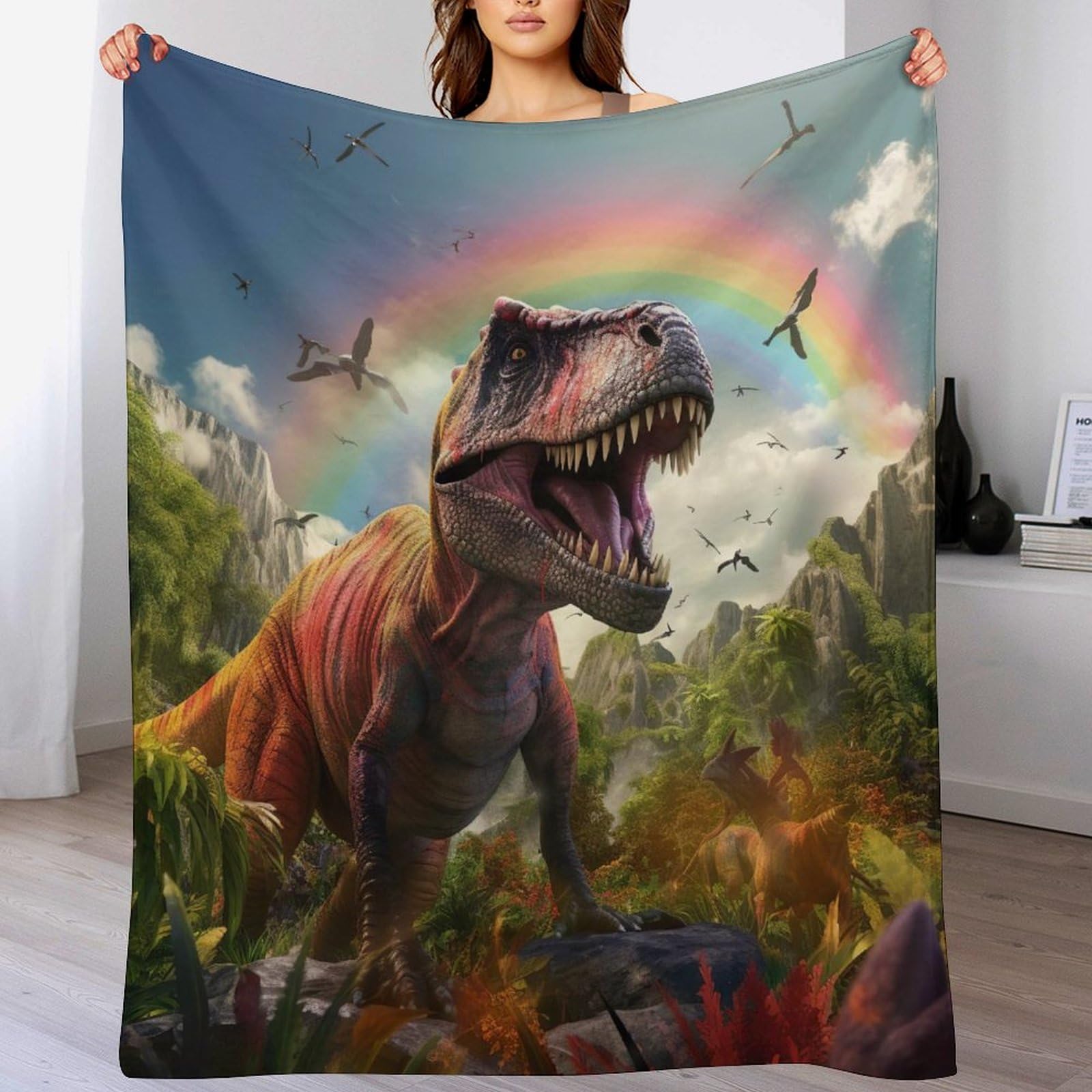 Couverture en peluche dinosaure pour des soirées cocooning sur le canapé