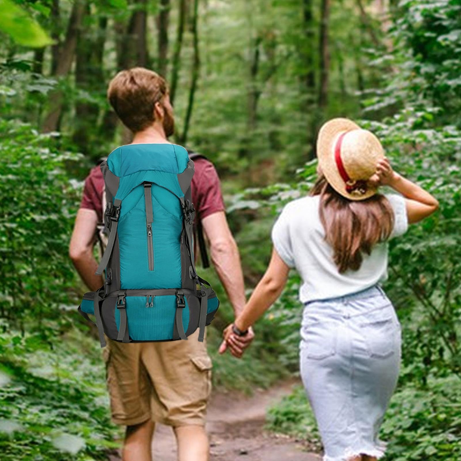 Plecak podróżny, 70 l, plecak turystyczny, torba kempingowa, wyściełany składany plecak turystyczny, ergonomiczny, oddychający plecak outdoorowy z regulowanymi paskami na ramię do trekkingu