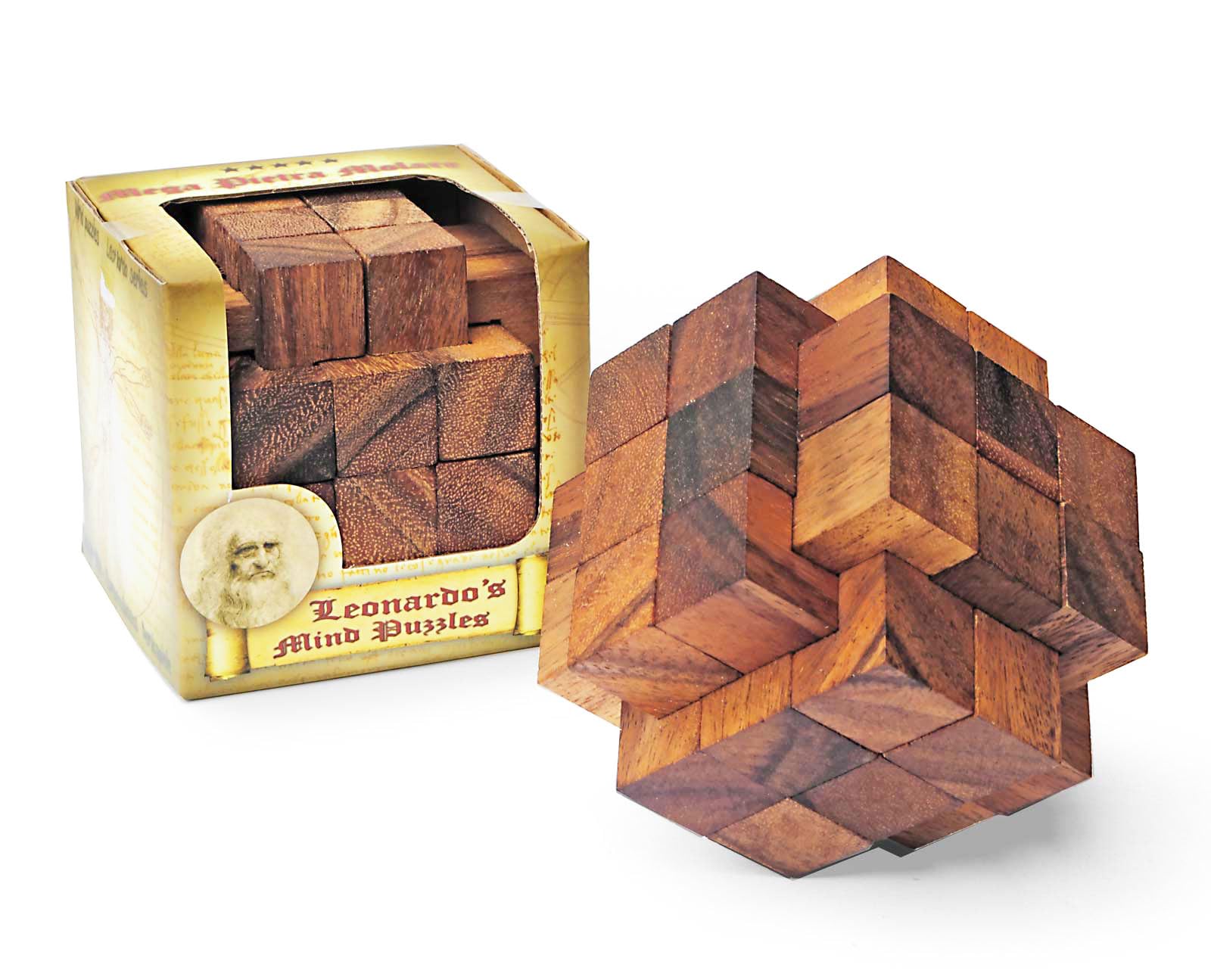 Logica Giochi art. Mega Pietra Molare 18 pz - Rompicapo 3D ad Incastro in Legno - Difficoltà 5/6 INCREDIBILE - Collezione Leonardo (Grande)