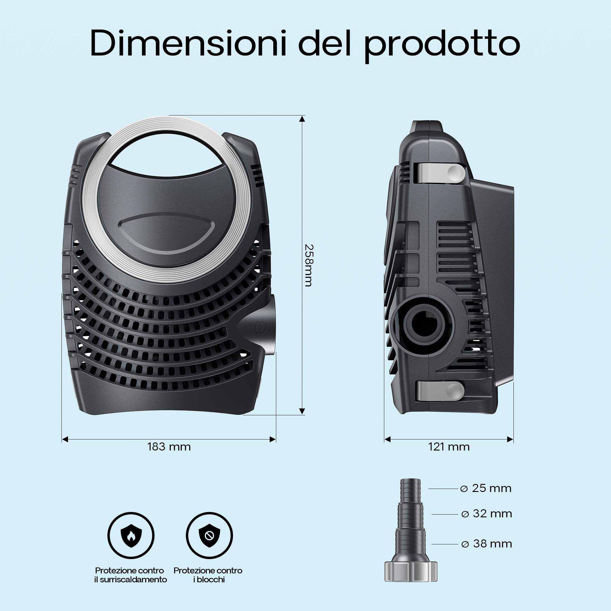 Set per laghetti da 90000l Filtro Chiarificatore UVC 72W Pompa 80W tubo da 25m Skimmer