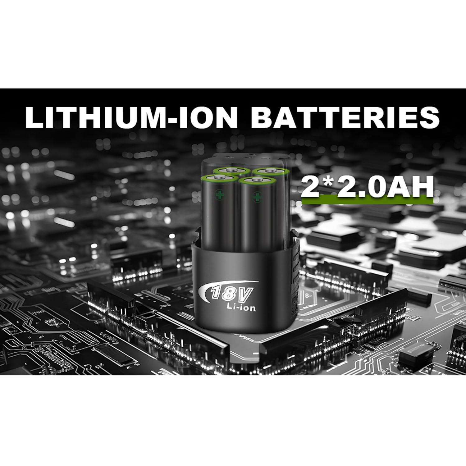 Elektrische Ratschenschlüssel-Set, kabellos, 3/8 Zoll, 18 V Ratschenwerkzeug-Set mit 2 Packungen 2000 mAh Lithium-Ionen-Akku und Ladegerät, Akkuschlüssel