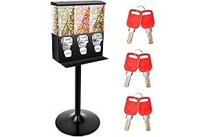 Treela Black Commercial Candy Vending Machine | Standing Triple Head Candy Gumball Dispenser for Business