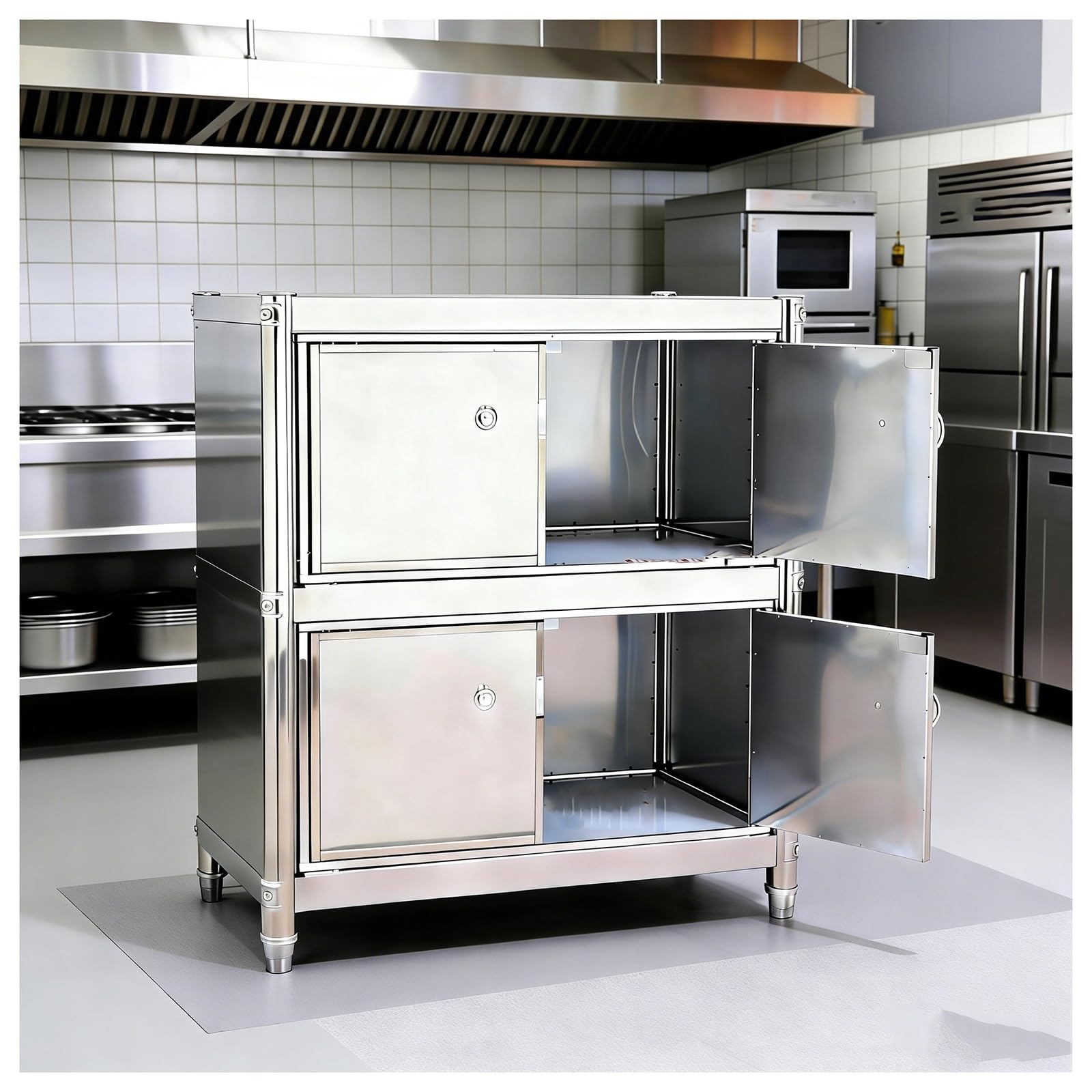 Établi à 3 niveaux inox table de travail cuisine étagères de rangement 80 cm