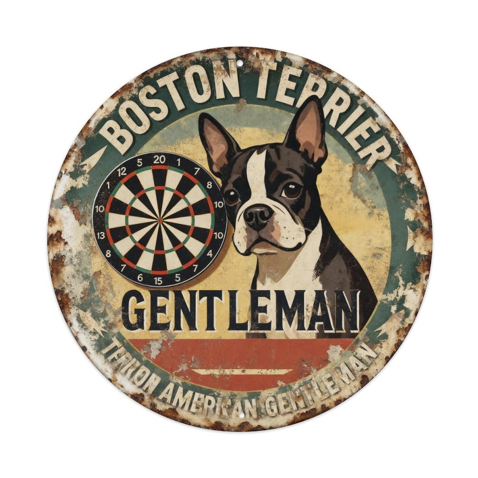 Boston Terrier American Gentleman Metal Tin Sign Plaque