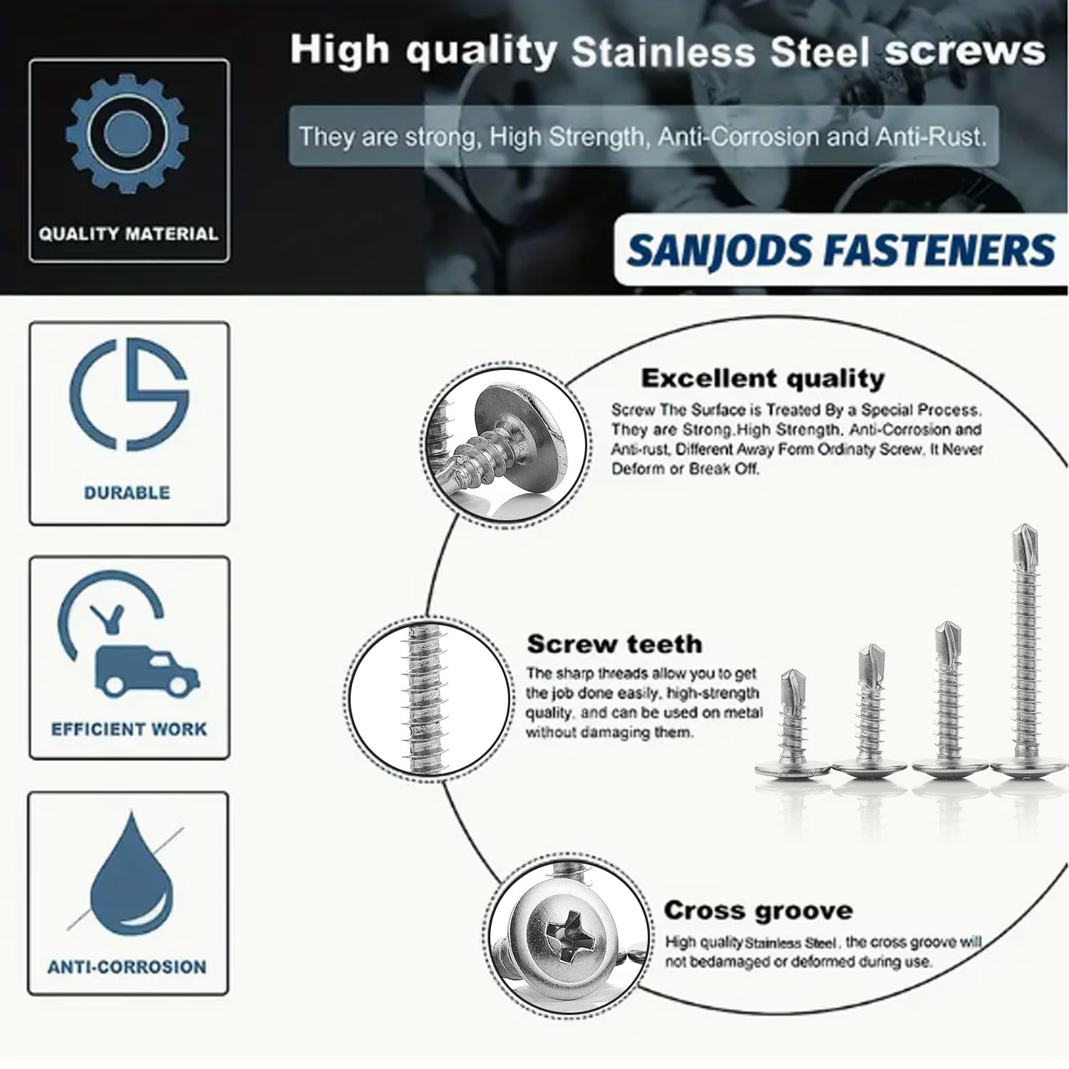 80PCS / Box 410 Stainless Steel Self-Tapping Screw Sets Cross Head Screws Kit DIY Home Furniture Fasteners 5 Sizes