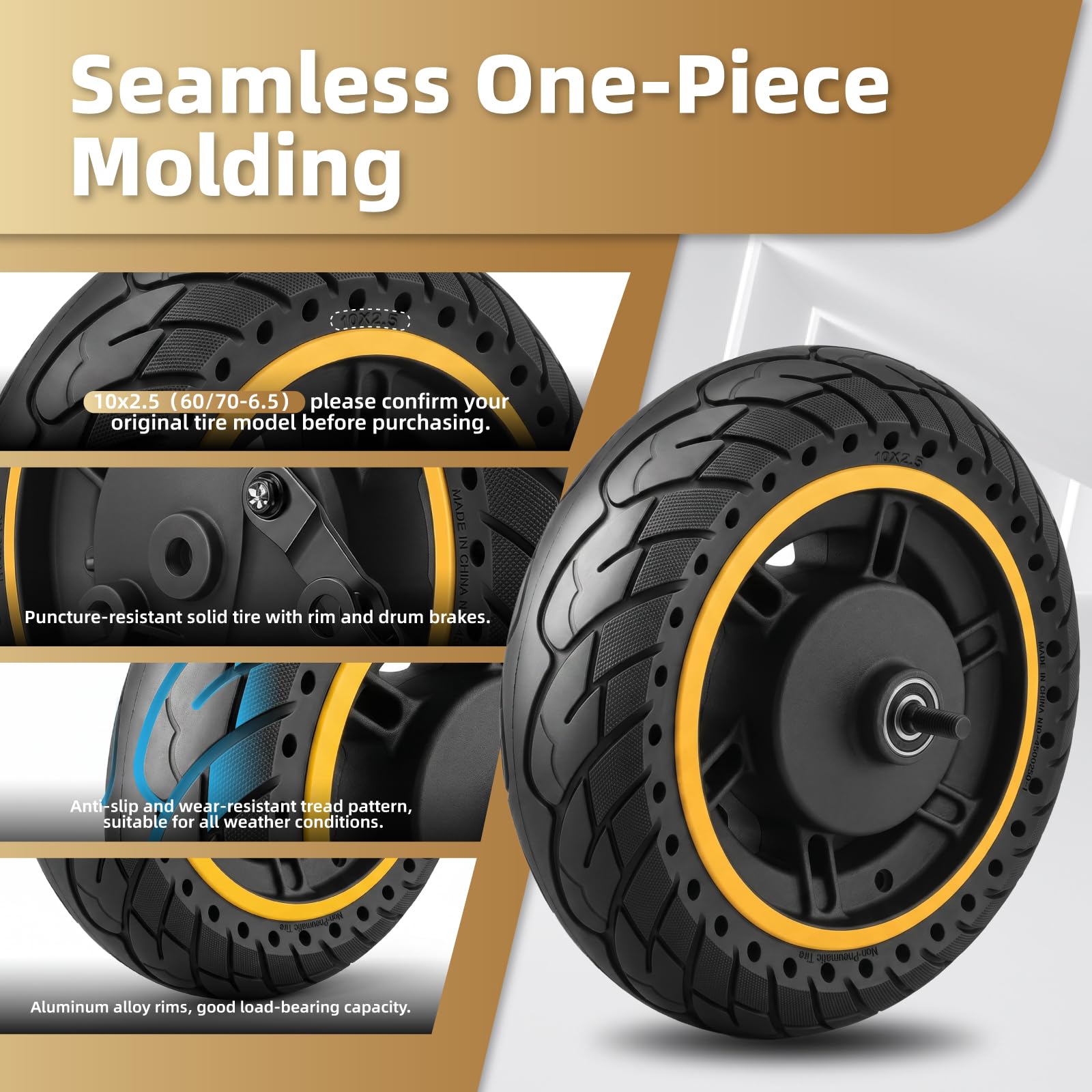 Pneumatici completi per Segway Ninebot Max G30D G30D2 G30E G30P G30LP F40, mozzo ruota anteriore con pneumatici solidi e freno ruota