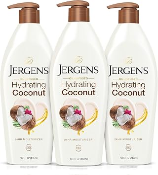 Jergens Hydrating Coconut Body Moisturiser, 16.8 Ounce Pack of 3