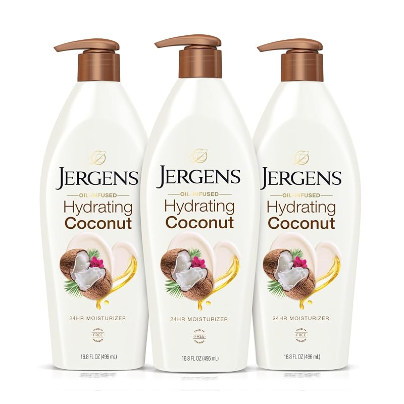Loção hidratante para mãos e corpo Jergens com coco, 500 mL, pacote com 3