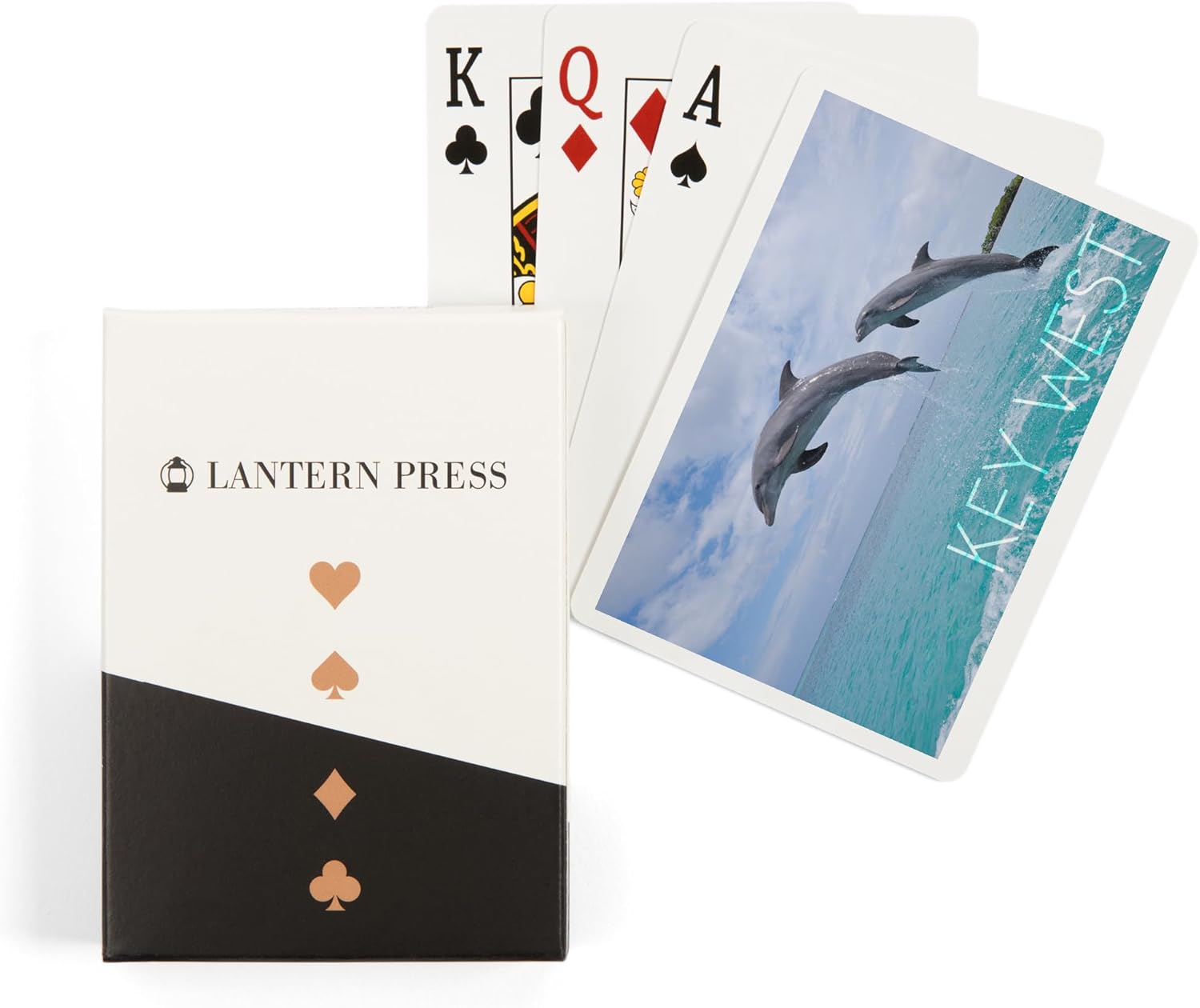 Lantern Press Key West, Florida, Jumping Dolphins, 52 Playing Cards for Adults, Poker Size Card Deck