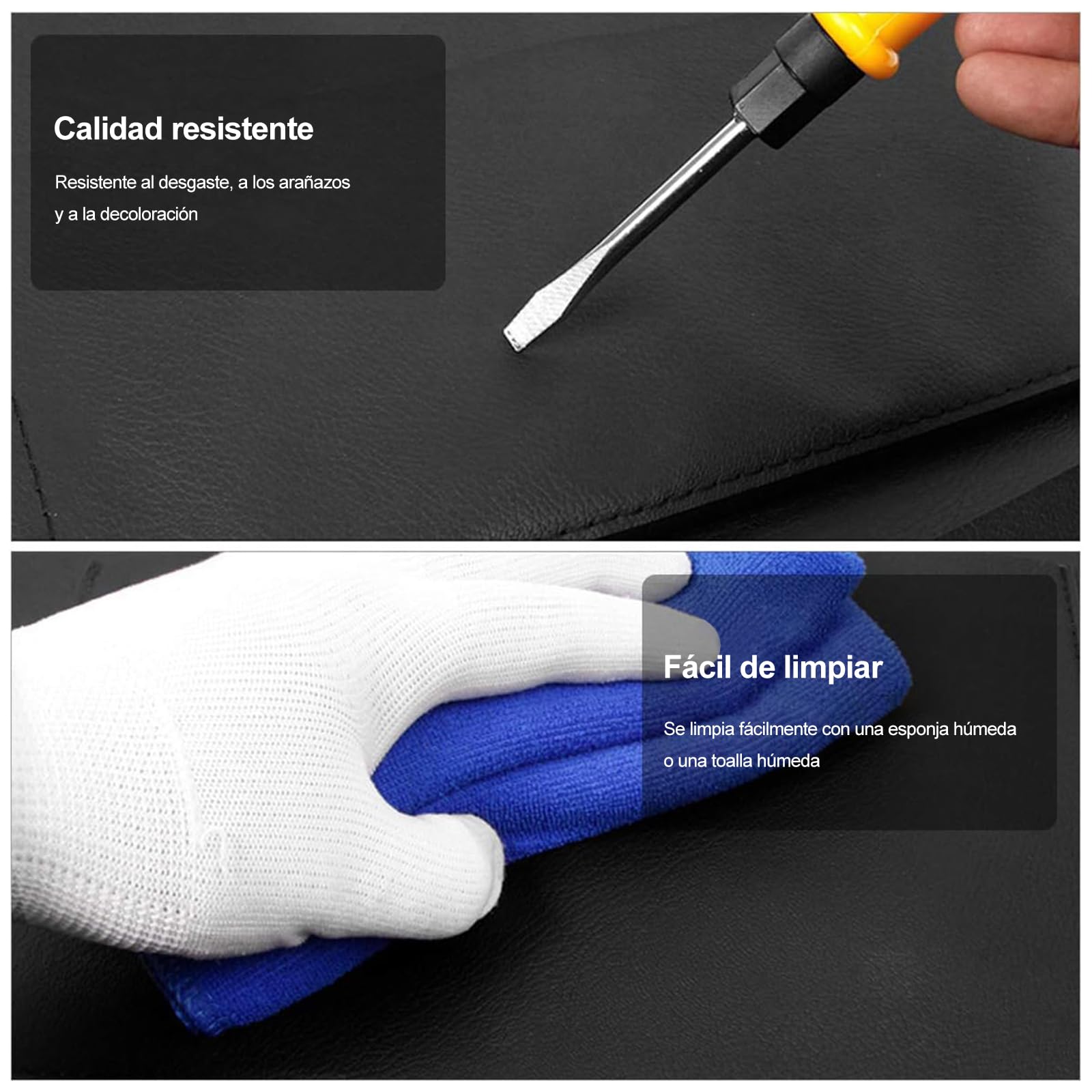Ergocar 2 Paquetes de Pu Organizadores de Coches de Cuero, Cubierta Protectora para el Asiento Trasero, Estera de Protección para el Auto Asiento Trasero para el Automóvil - Negro