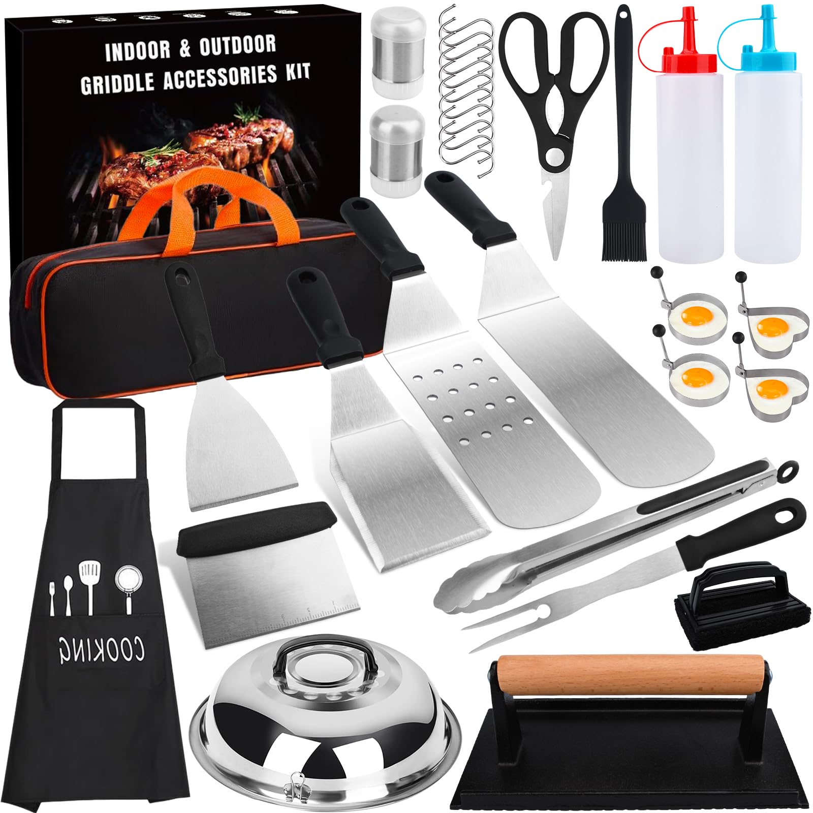 32Pcs Set BBQ Accessori,Set di Utensili per Barbecue,Accessori Barbecue Professionale In Acciaio Inox,Kit Utensili Barbecue con Borsa Facile da Trasportare,Perfetto Come Regalo per Uomini