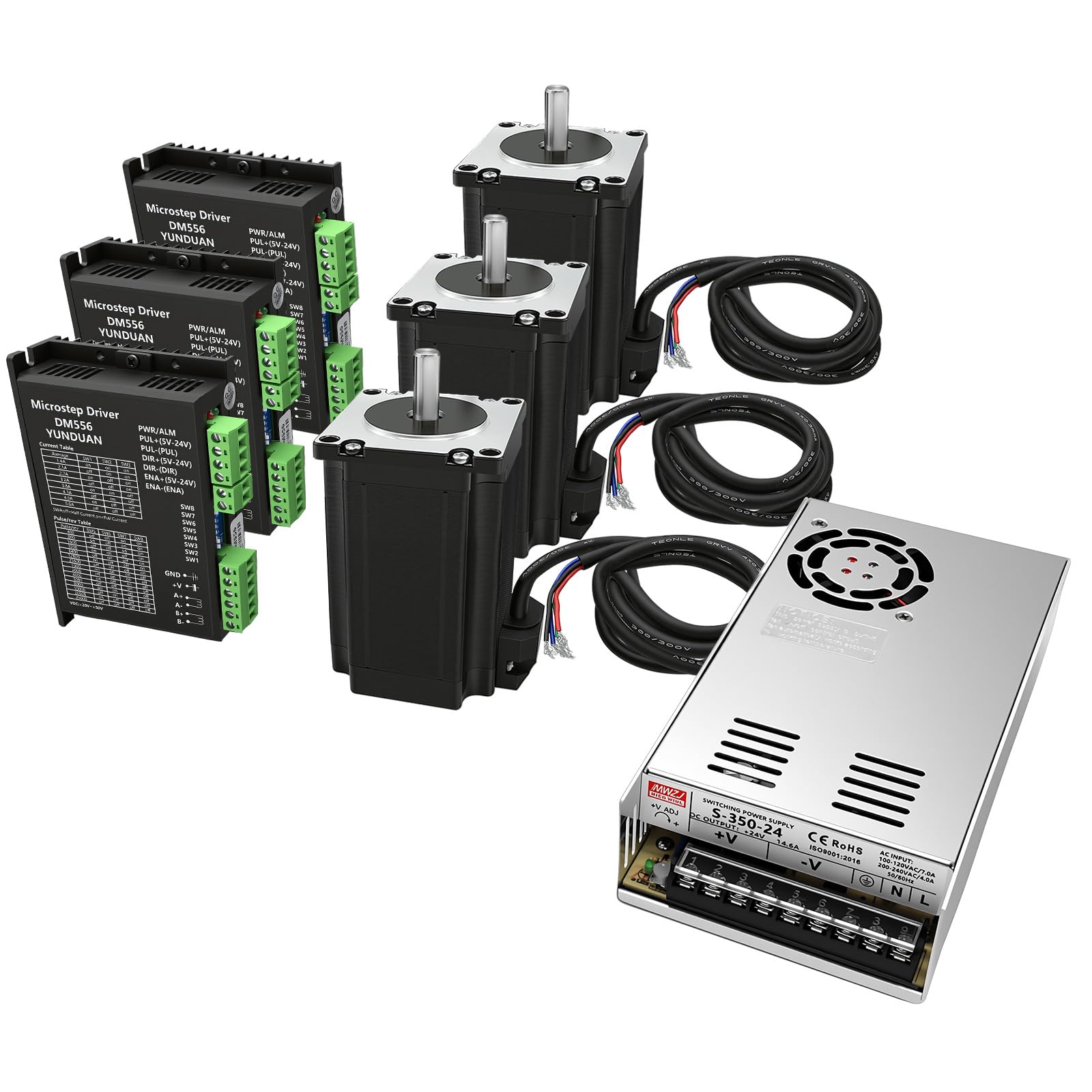 Nema23 zestaw silników krokowych 57 mm, 2 Nm, 2-fazowy, 3 A, DM556, sterownik 350 W, zasilanie Mach3, karta kontrolna do drukarki 3D, zestaw kontrolera CNC