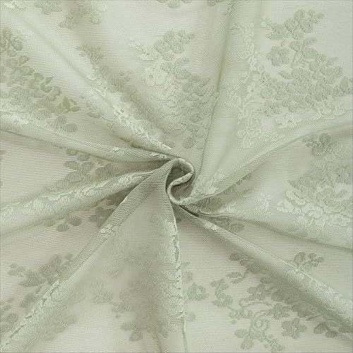 Miniatura 6 de Cortinas de encaje verde salvia de 63 pulgadas de largo para dormitorio, 2 paneles, elegantes cortinas bordadas semitransparentes para sala de