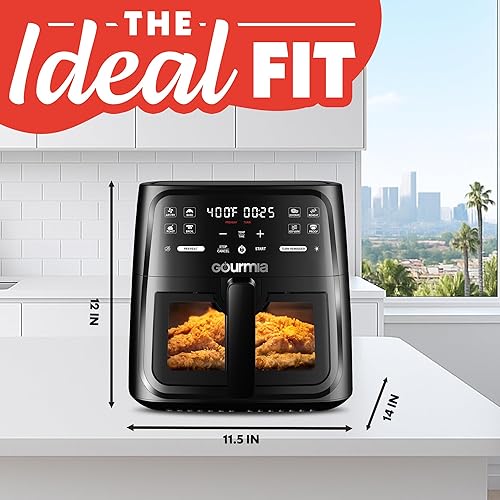 Miniatura 8 de Gourmia Freidora de aire de 8 cuartos de galón, 8 ajustes preestablecidos con pantalla digital, tecnología FryForce de 360, ventana de fácil visión