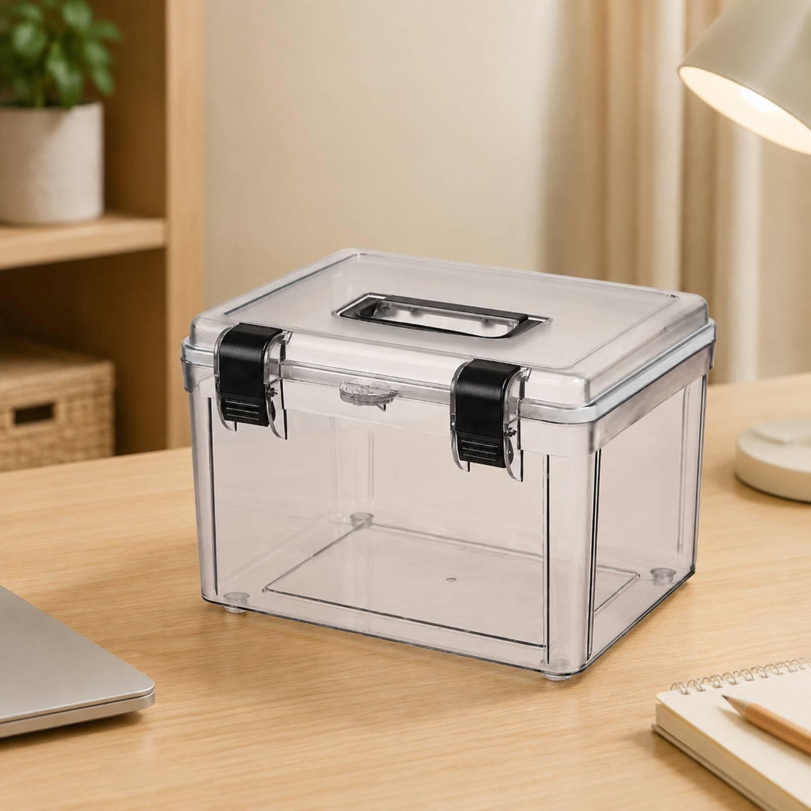 Estuche Protección Impermeable Caja Almacenamiento Fotográfico Transparente Anticolisión para Fotógrafos, M, Sin Bloqueo