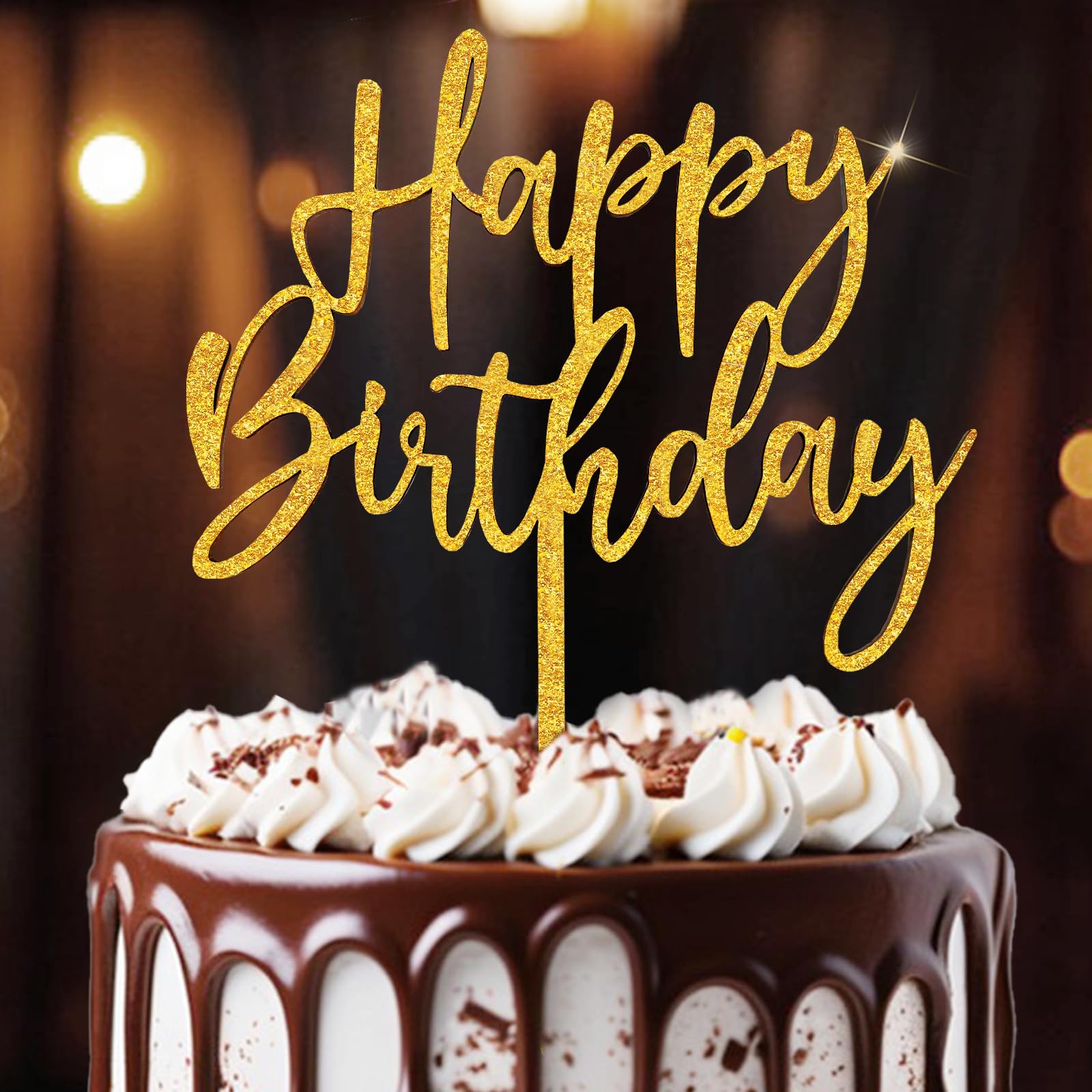 4er-Set Acryl-Kuchenaufsätze „Happy Birthday“ – Glitzernde Tortendekoration Für Jeden Geburtstagskuchen