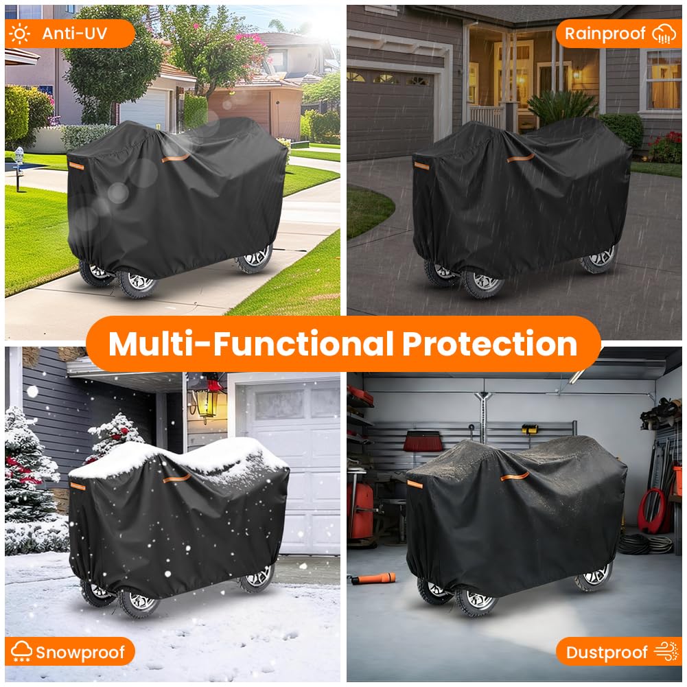 AOOSA Mobility Scooter Covers 124x58x99CM, with Storage Bag 210D Oxford Fabric Anti Dust Waterproof Bird Droppings UV-resistant for Most 3 or 4 Wheels Mobility Scooters — view 7