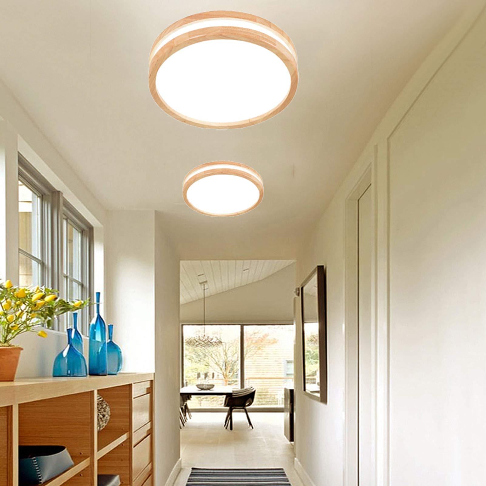 Plafonnier Rond Couleur Bois D'origine Scandinave,Ultra-lumières Minces De La Chambre,Lumières Du Balcon,LED Simple Modern Living Room Lights,Lumières De La Salle à Manger,Plafonni-Les trois couleurs