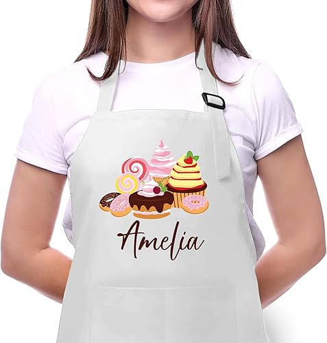 Miniatura 3 de Delantal de hornear personalizado con nombre personalizado, delantal de cocina personalizado, regalo del día de la madre para mamá, regalos de arte