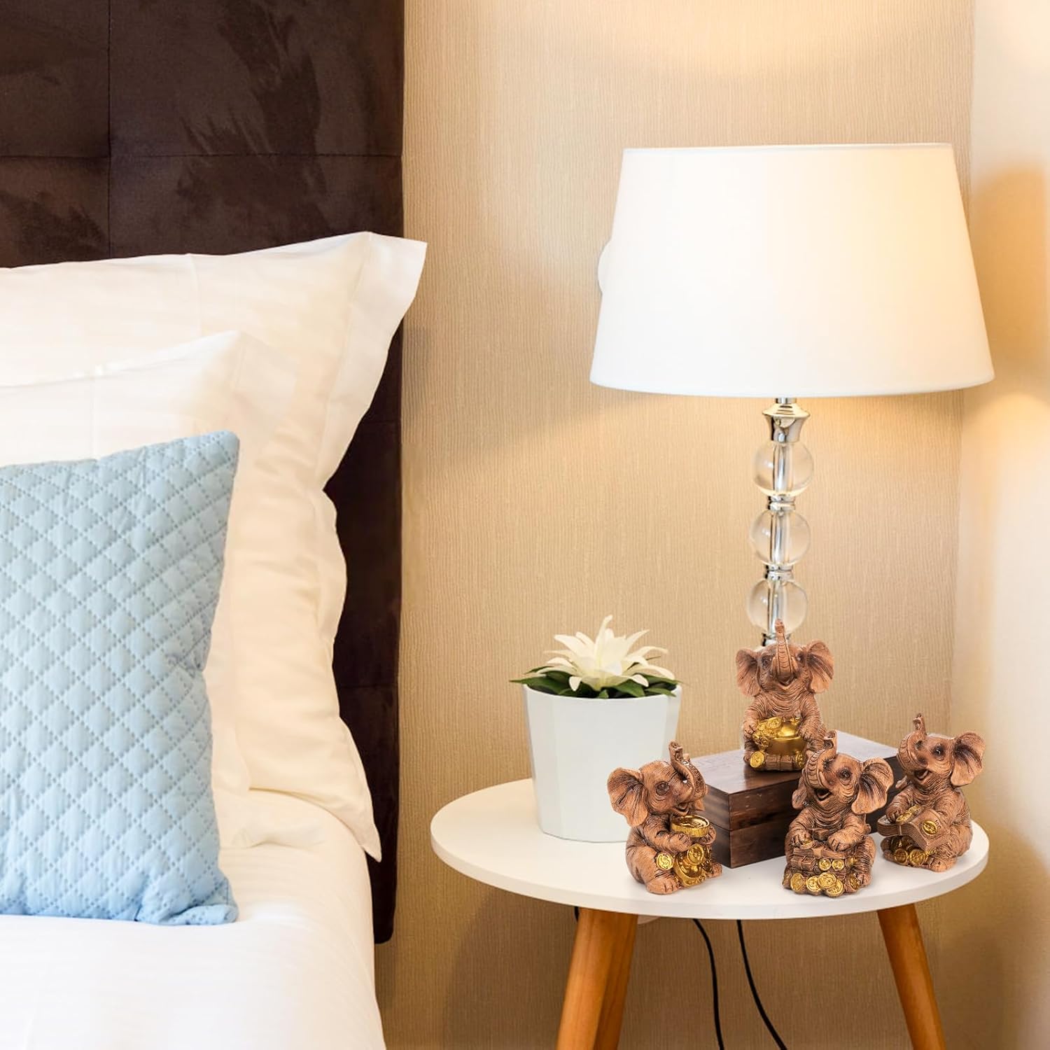 4 Pack Lucky Elephant Statues, Trunk Up Elephants Figurines, Wealth Resin Sculpture Decor, Elephant Ornament for Home Office Garden, Unique Gift for Housewarming Birthday - Image 8