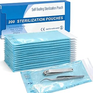 2.25" x 5" Small Sterilization Pouches 200 Pack Self-Sealing Bags | Autoclave Bags Dental Instruments Tattoo Needles Nail Art Tools – Steam & EO Gas Compatible Sterile Pouches
