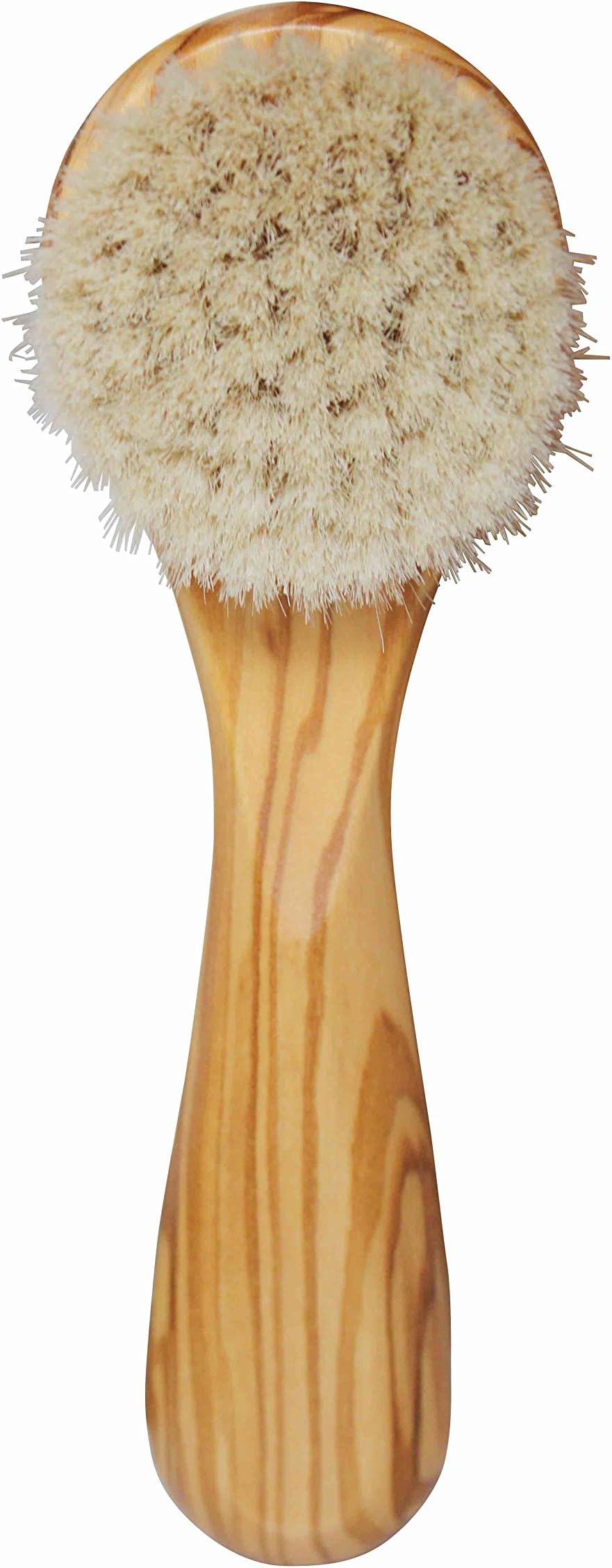 Lilywoods Exfoliating Face Brush Cleanser w/Super Soft Goats Bristles in Olive Wood