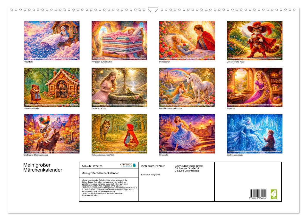 Mein großer Märchenkalender (Wandkalender 2027 DIN A2 quer), CALVENDO Monatskalender: Eine Reise in die magische Märchenwelt mit KI (CALVENDO Kunst)