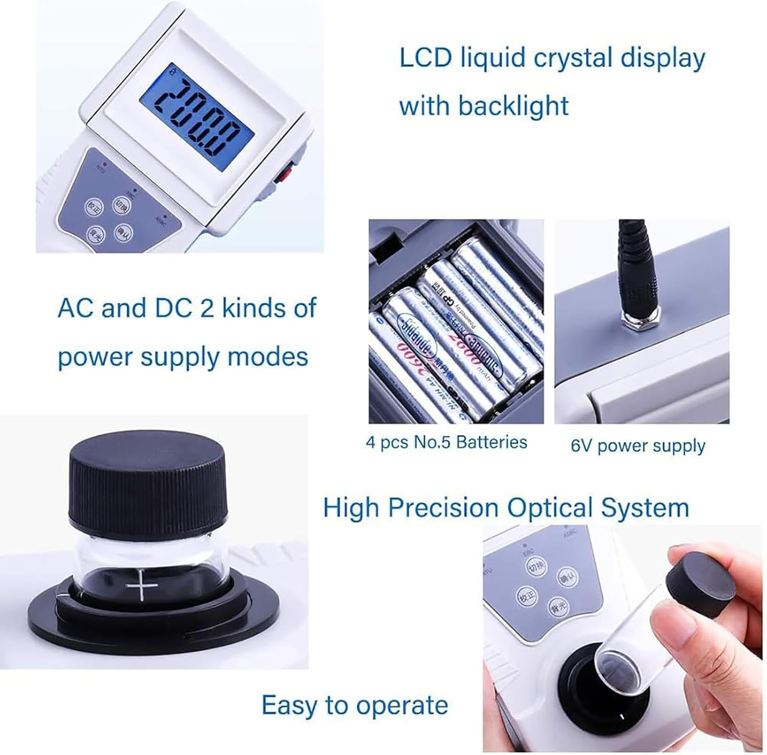 Portable Turbidity Meter, Digital Turbidity Meter with Display, repeatability: ≤2%/90° Scattered Light/Indication Error: ±6%/Accuracy: 0.1, for Water
