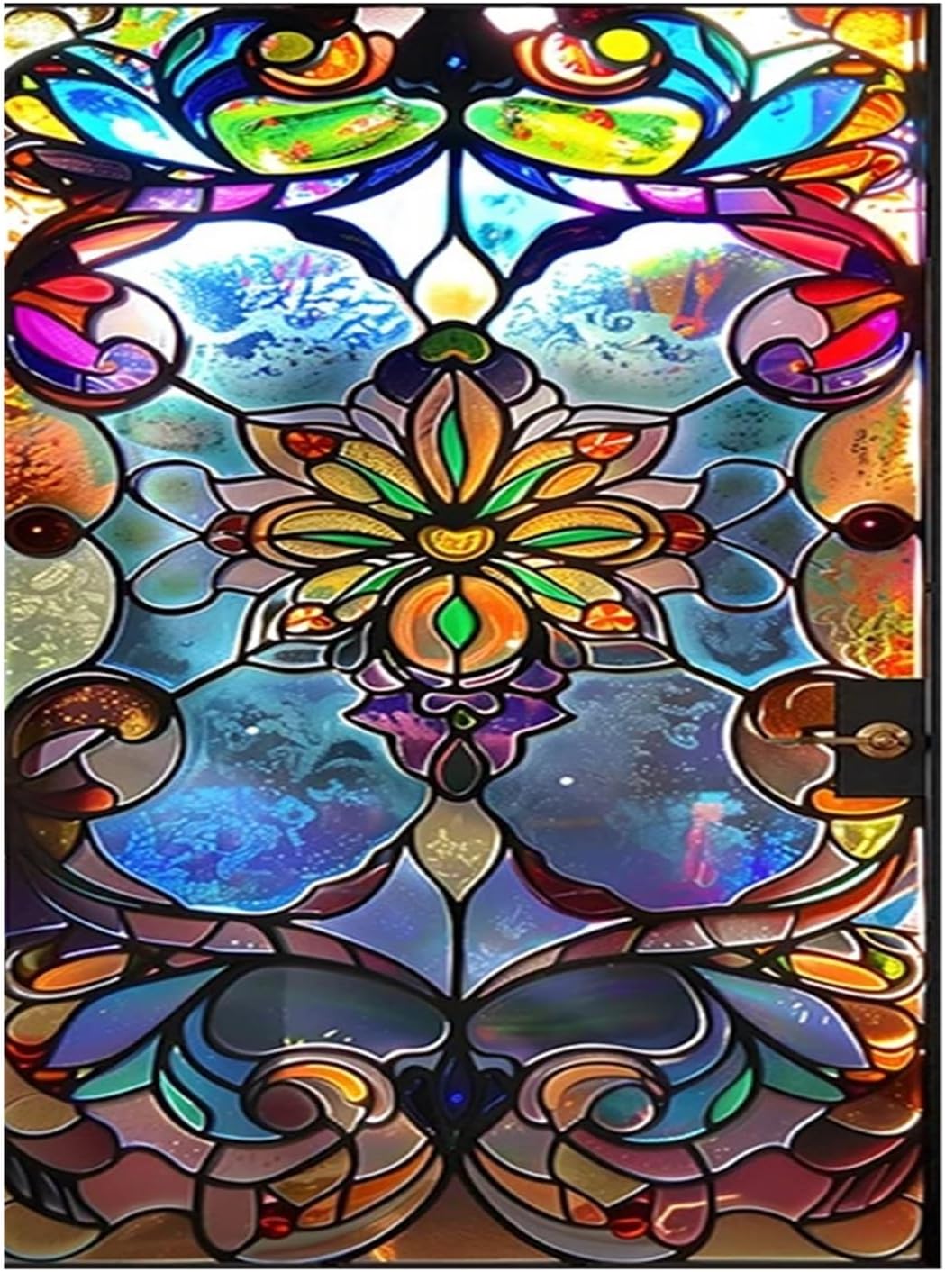 Vintage Stained Glass Film Window Anti-Peeping Sticker Static Cling Frosted/Etched for Room(Color2,40x120cm)