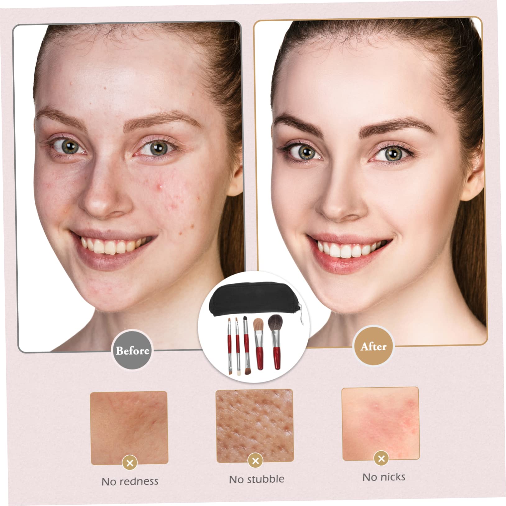 FRCOLOR 3sätze Pinselset Für Frauen Teiliges Tragbares Makeup Doppelköpfigen Pinseln Und Kosmetiktasche Für Blush Kontur Und Nasenschattierung Hochwertige Weiche Borsten Für Perfektes