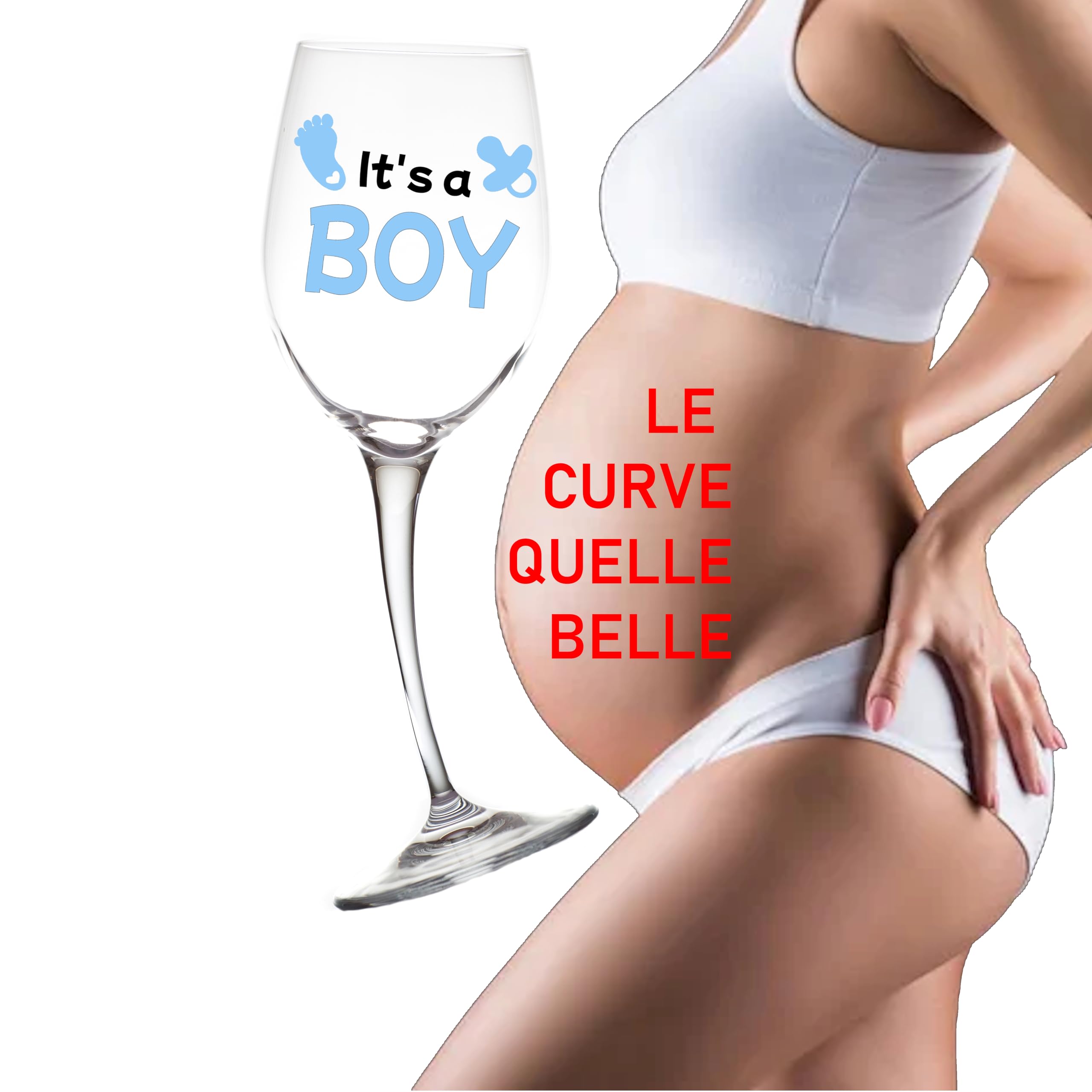 Calice Vino Personalizzato Piegato Baby Shower - Un Modo Originale Per Rivelare Il Sesso Del Tuo Bambino - Boy Or Girl?