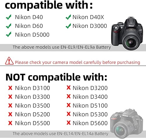 Miniatura 3 de Glorich EH-5 Plus EP-5 Kit de adaptador de corriente alterna/cargador para cámaras réflex digitales Nikon D40 D40X D60 D3000 D5000