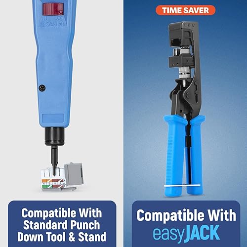 Miniatura 112 de Everest - Paquete de 10 conectores Keystone RJ45 Cat6 en ángulo de 90°, color blanco, conectores RJ45 hembra de perfil delgado, conector Keystone