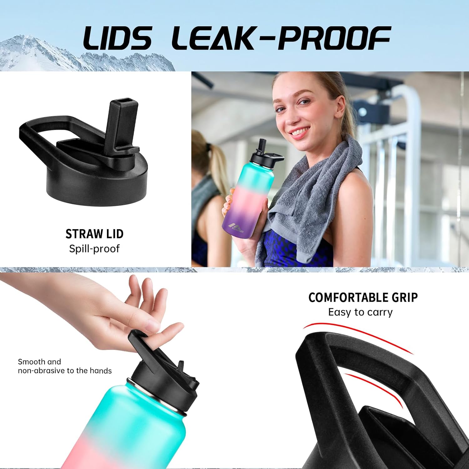 StarSpeed 32oz Insulated Water Bottle with Straw Lid, Stainless Steel Double Walled Vacuum Water Flask, Wide Mouth Sports Water Bottle for Gym Camping Hiking, Hydrangea - Image 6