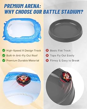 X Stadium Battle Set with 6 Spinning Tops, 2 Launchers, 1 Arena,Blue