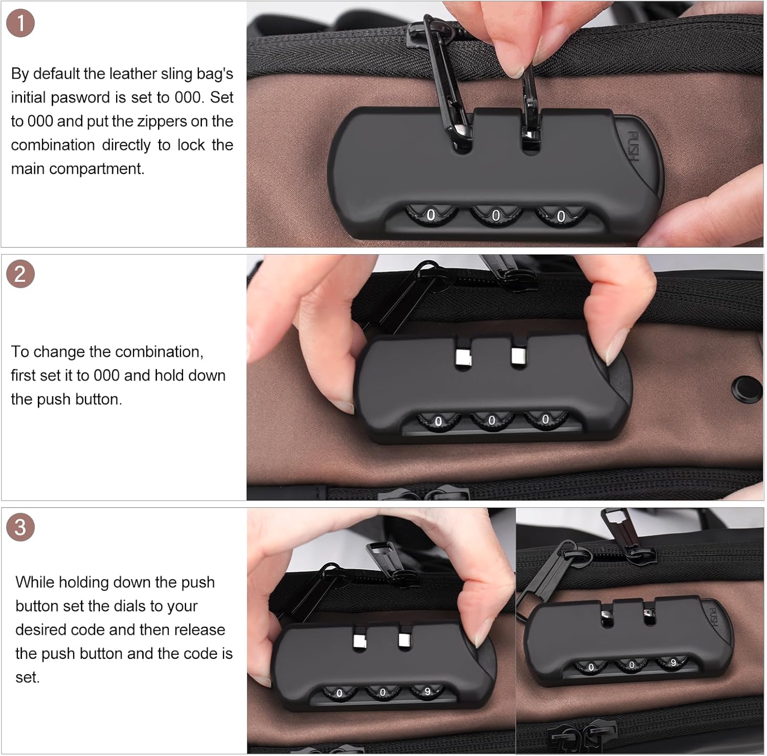 Peicees Mens Crossbody Bag Man Bags Mens Purse Anti-theft Leather Sling Bag Shoulder Bag Chest Bag for Daily Use, Black Black - Image 6