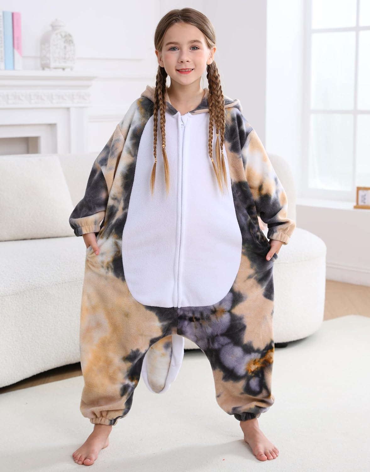 SimZoo Kids Animal Pajamas, Boy Girls Axolotl Cosplay Costume Sleepwear, One-Piece Unisex Homewear 4-13Y - Image 5