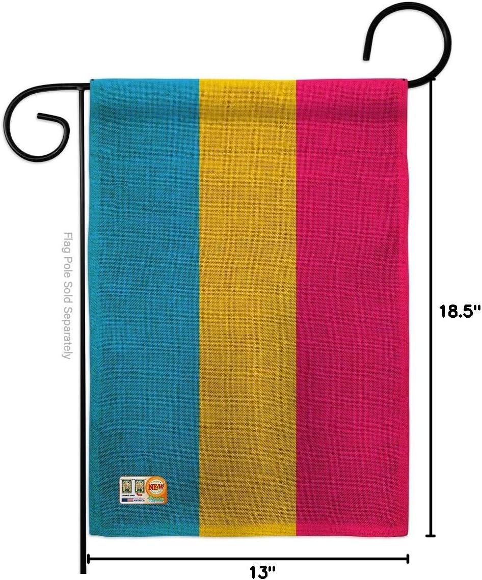 Pansexual pride Burlap Garden Flag Support Rainbow Love LGBT Gay Bisexual Transgender Small Decorative Gift Yard House Banner Double-Sided Made In USA 13 X 18.5