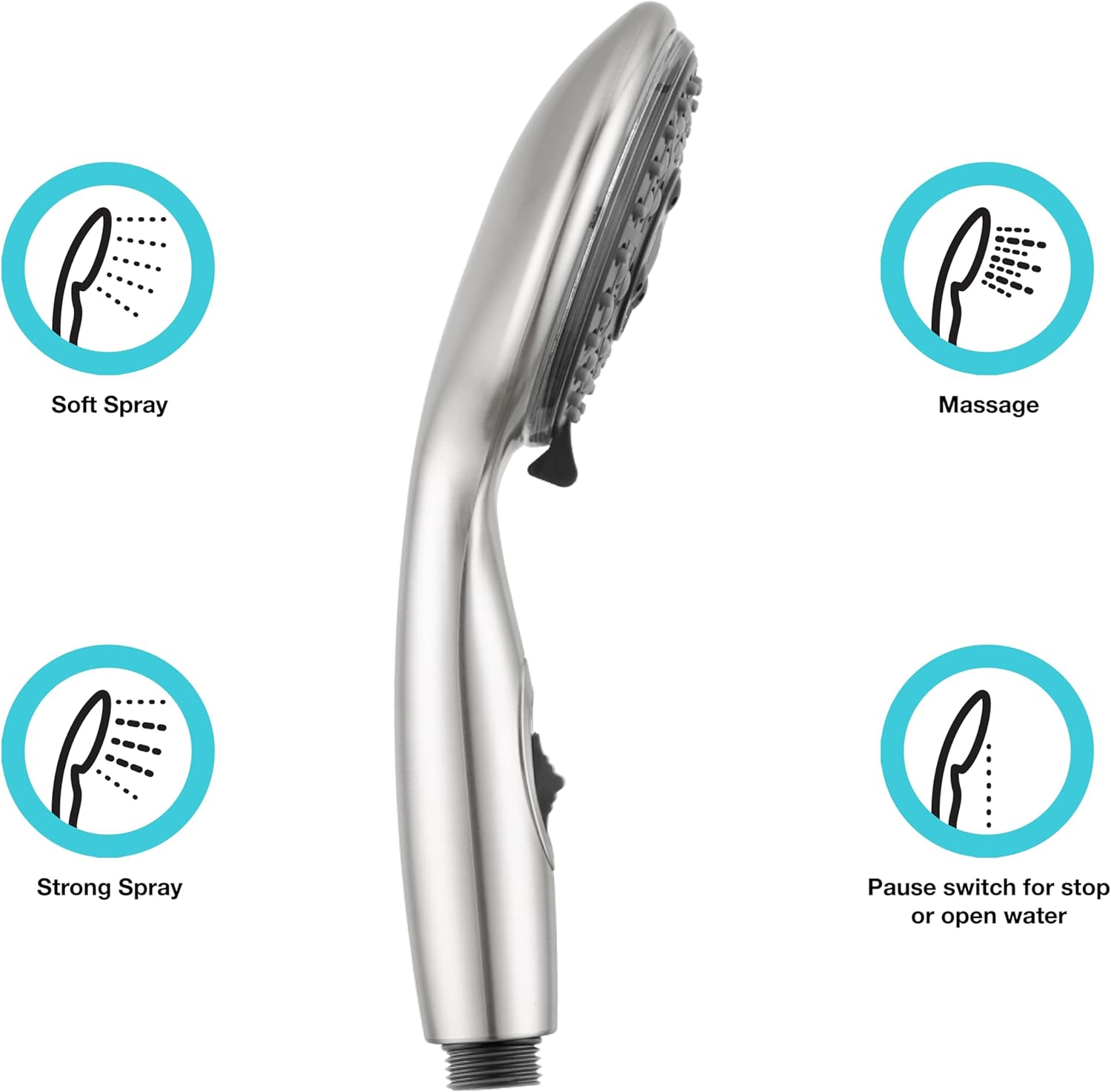 Dura Faucet Premium RV Handheld Shower Wand with Eco-Friendly On/Off Switch (Brushed Satin Nickel)