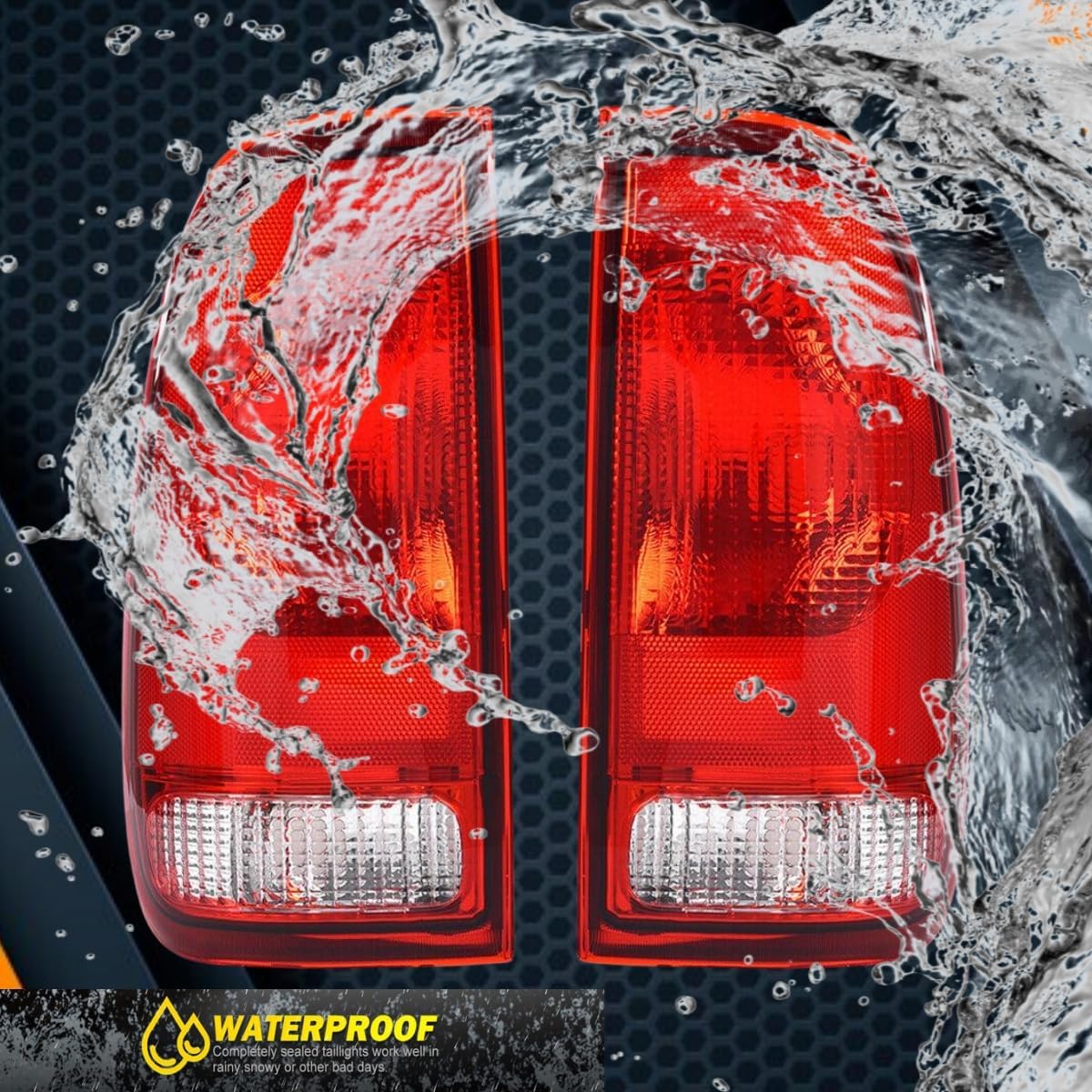 Tail Light for 1997-2003, 2004 Ford F-150; 1999-2004 F250 LD Pickup; F-350, F-450, F-550 Super Duty 1999-2007; Red, No Bulbs