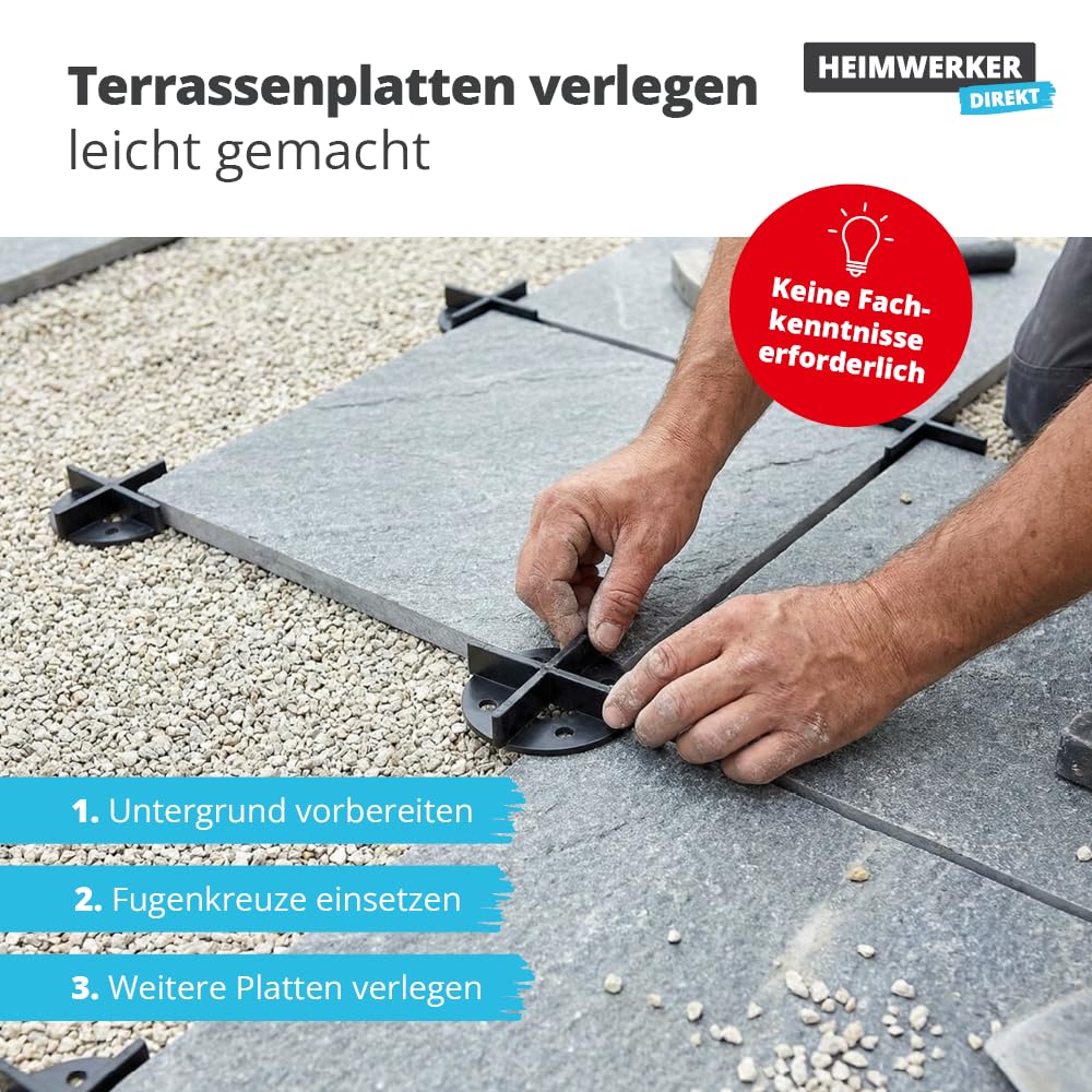 100x Alfa Fugenkreuz mit Bodenplatte 15 mm – Für Terrassenplatten