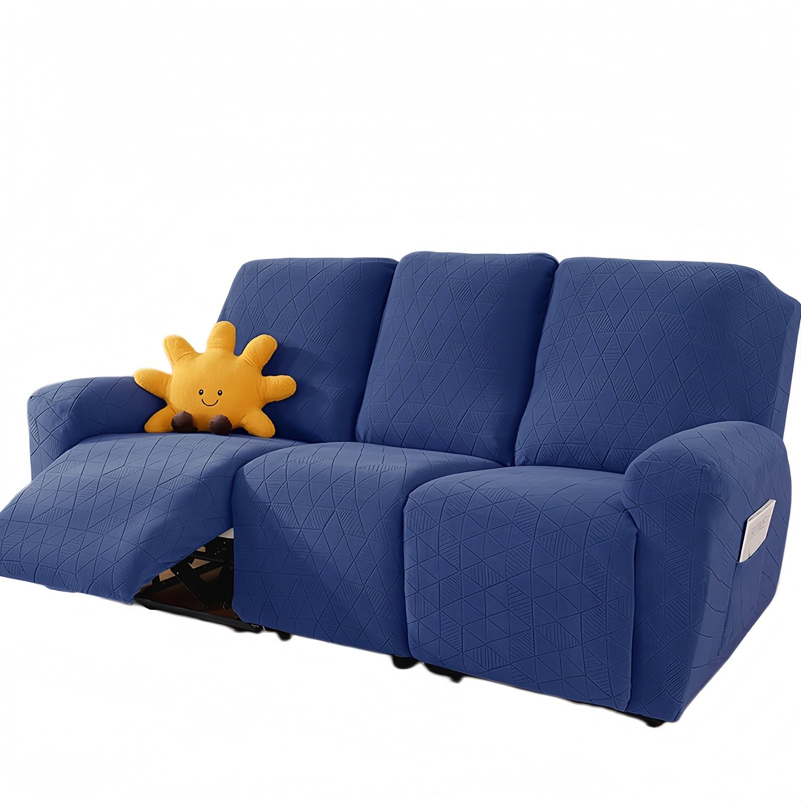 WoeiCuod 1 2 3 Seater Sofa Cover,slipcovers Polyester Stretch Sofa Covers Argyle Slipcovers Stain Resistant Scratch Resistant Easy Clean Recliner Armchair Covers For Living Room(Blue,Triple)