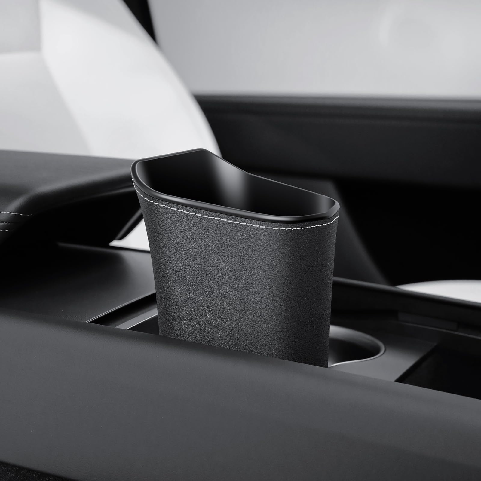 KAFANLIN Portavasos Cubo de Basura para Auto Asiento Trasero Puerta Delantera Asiento Trasero Consola Central Apoyabrazos Guantera del Pasajero Organización Almacenamiento Cubo de Basura Lindo Mini Cubo de Basura Pequeño Negro Portaparaguas Forma de taza